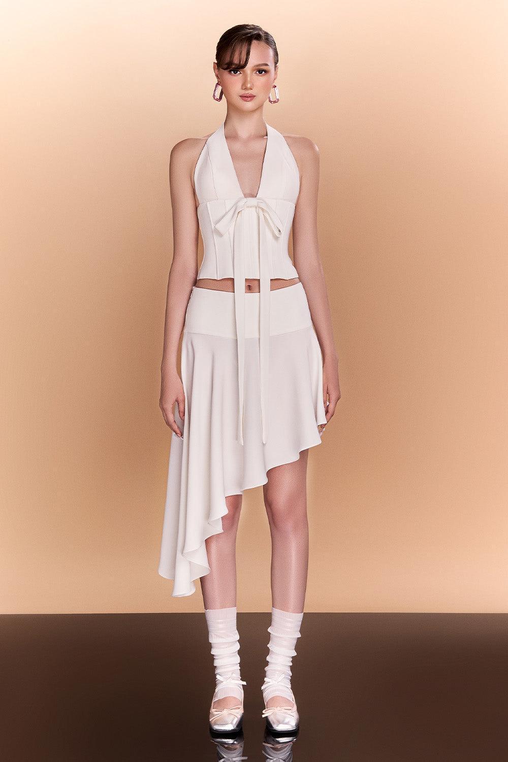 Samara Halter Corset Waist Crepe Top - MEAN BLVD