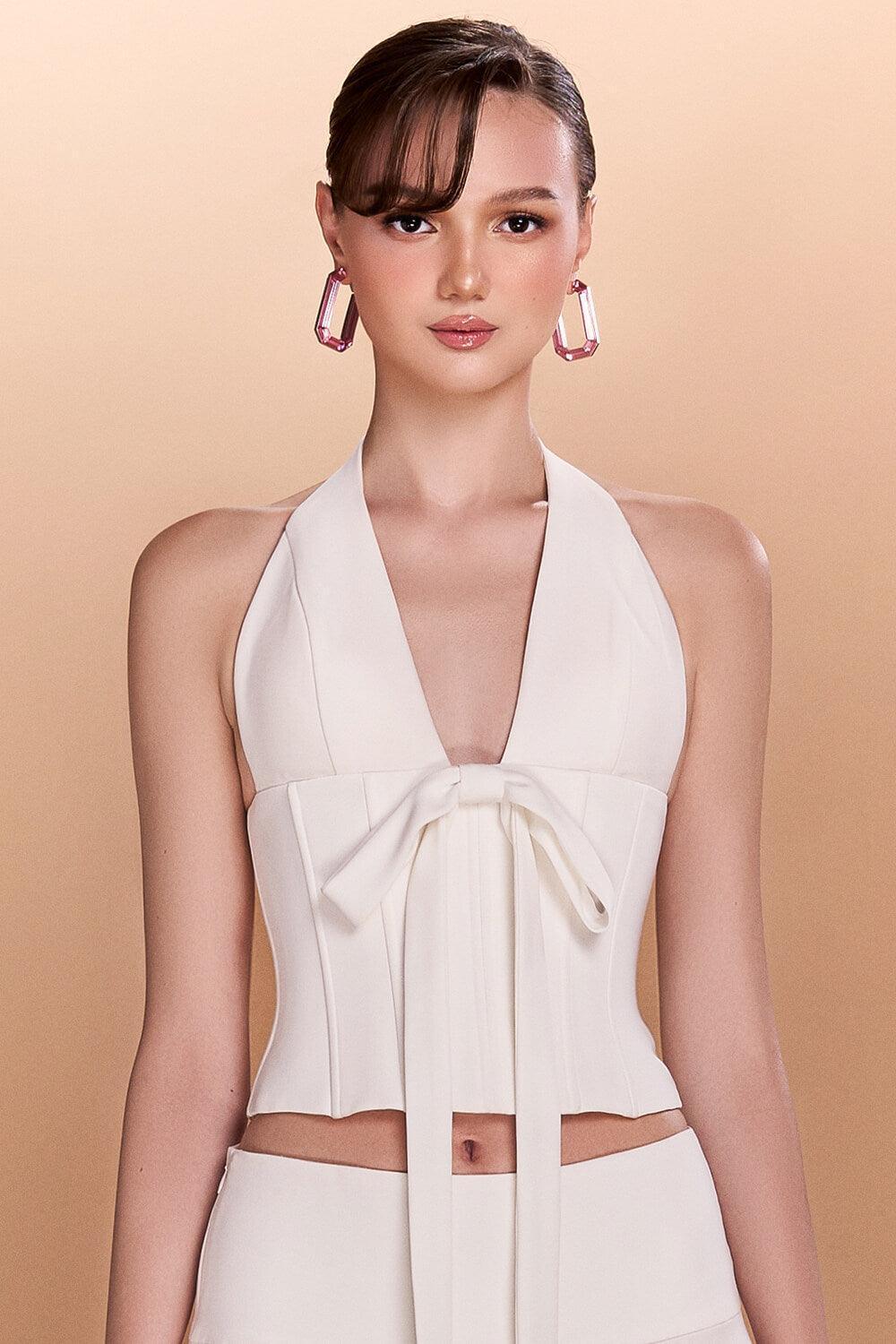 Samara Halter Corset Waist Crepe Top - MEAN BLVD