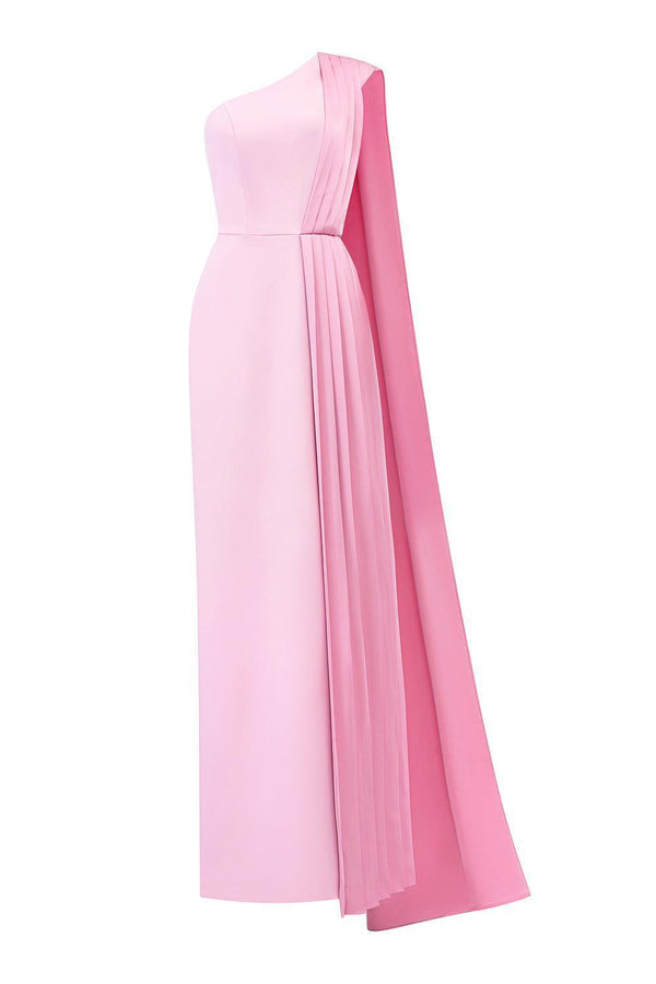 Sandoval Sheath Extended Flap Silk Crepe Floor Length Dress - MEAN BLVD