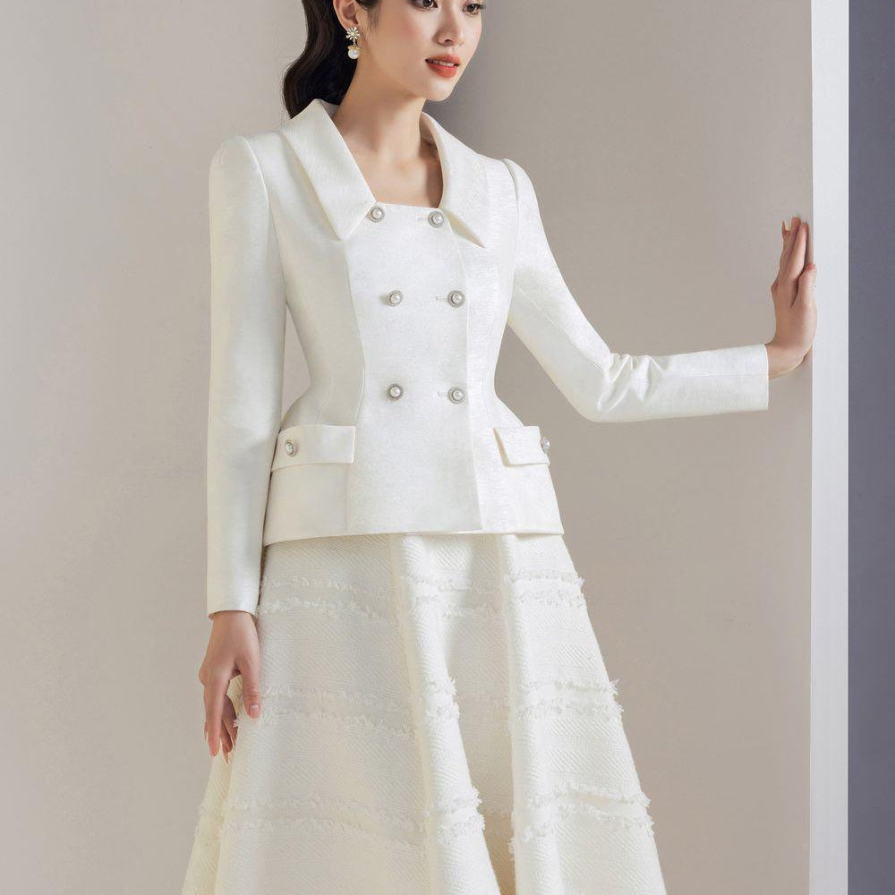 Sandra Peplum Collared Neck Taffeta Jacket - MEAN BLVD