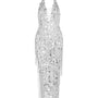 Saoirse Halter Asymmetric Mesh Sequin Ankle Length Dress - MEAN BLVD