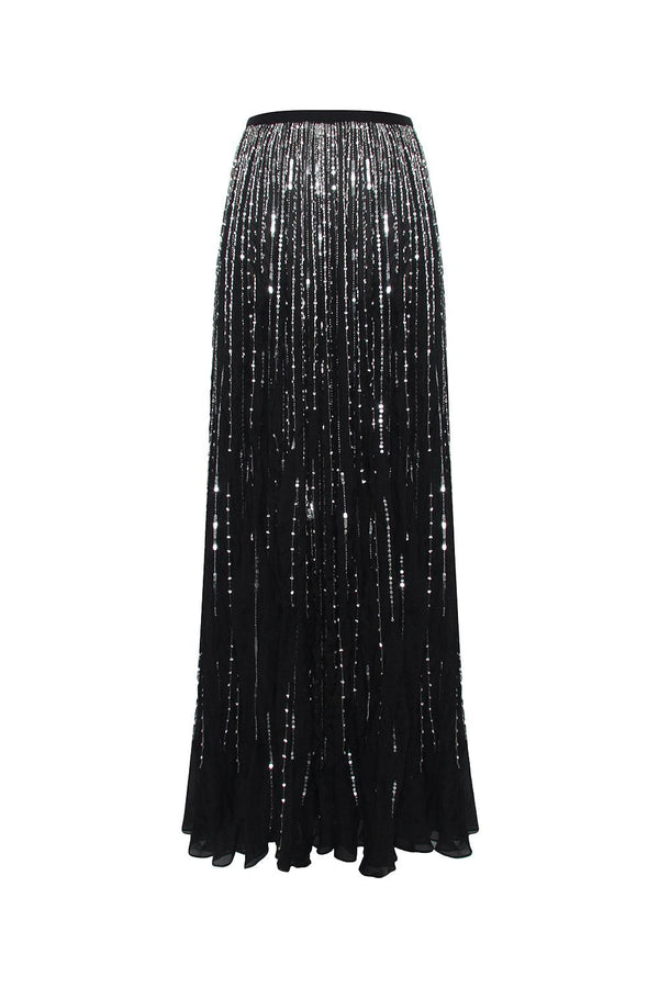 Sapphire A-line Stone Chiffon Floor Length Skirt - MEAN BLVD