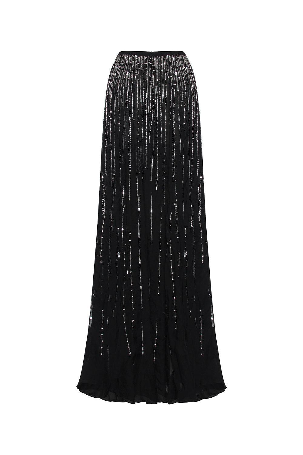 Sapphire A-line Stone Chiffon Floor Length Skirt - MEAN BLVD