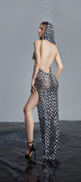 Sara Slit Backless Mesh Sequin Maxi Dress - MEAN BLVD