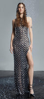 Sara Slit Backless Mesh Sequin Maxi Dress - MEAN BLVD
