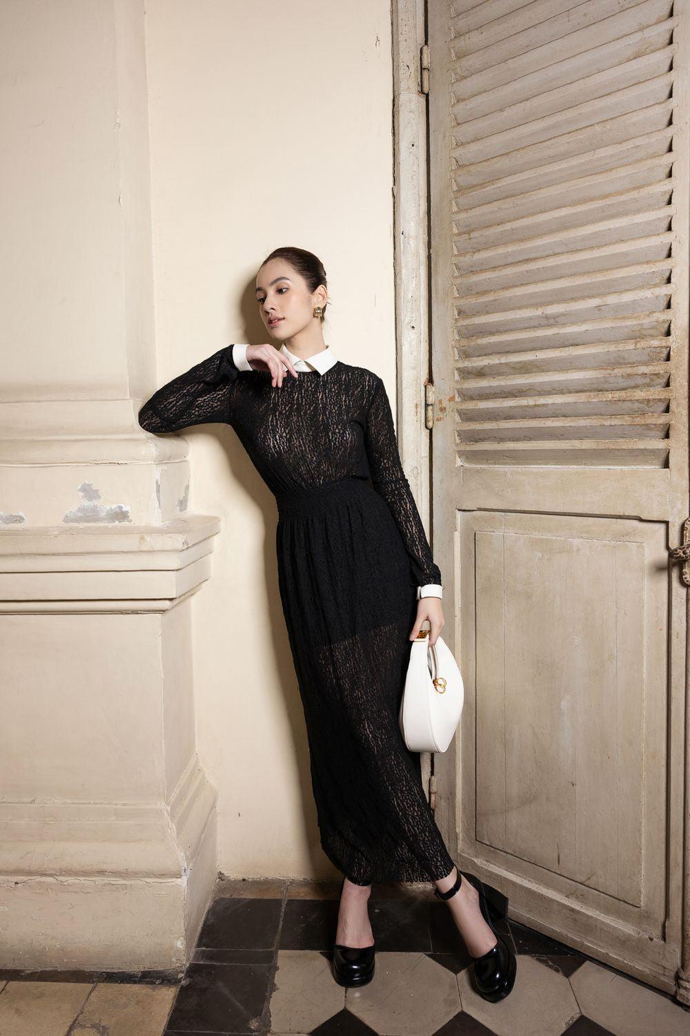 Sarah A-line Long Sleeved Lace Maxi Dress - MEAN BLVD