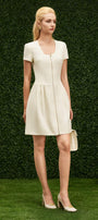 Sarai A-line Hip Pleated Burlap Mini Dress - MEAN BLVD