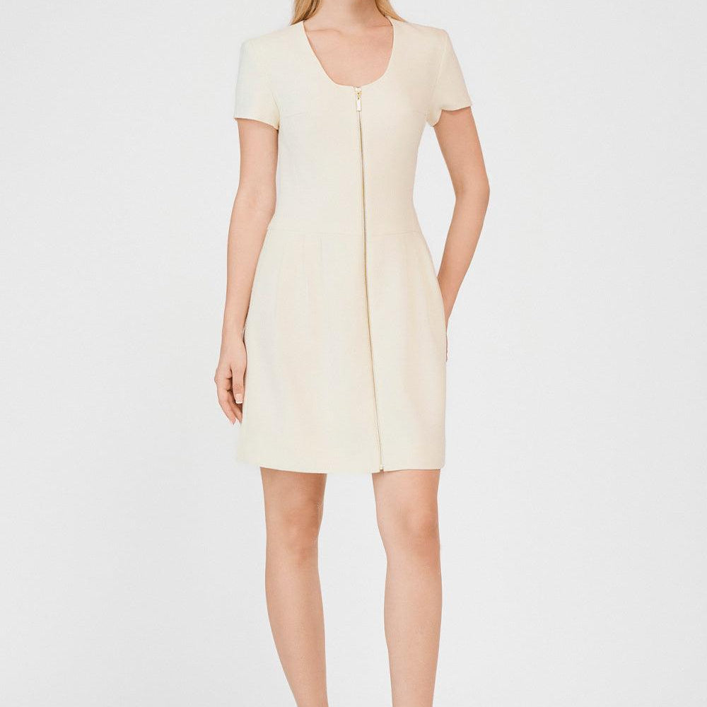 Sarai A-line Hip Pleated Burlap Mini Dress - MEAN BLVD