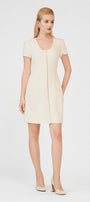 Sarai A-line Hip Pleated Burlap Mini Dress - MEAN BLVD