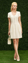 Sarai A-line Hip Pleated Burlap Mini Dress - MEAN BLVD