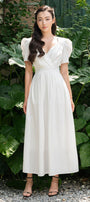 Sarai A-line Puffy Sleeved Silk Midi Dress - MEAN BLVD