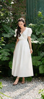 Sarai A-line Puffy Sleeved Silk Midi Dress - MEAN BLVD
