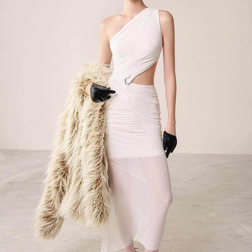 Satofi Bodycon Cut-Out Organza Spandex Midi Dress - MEAN BLVD