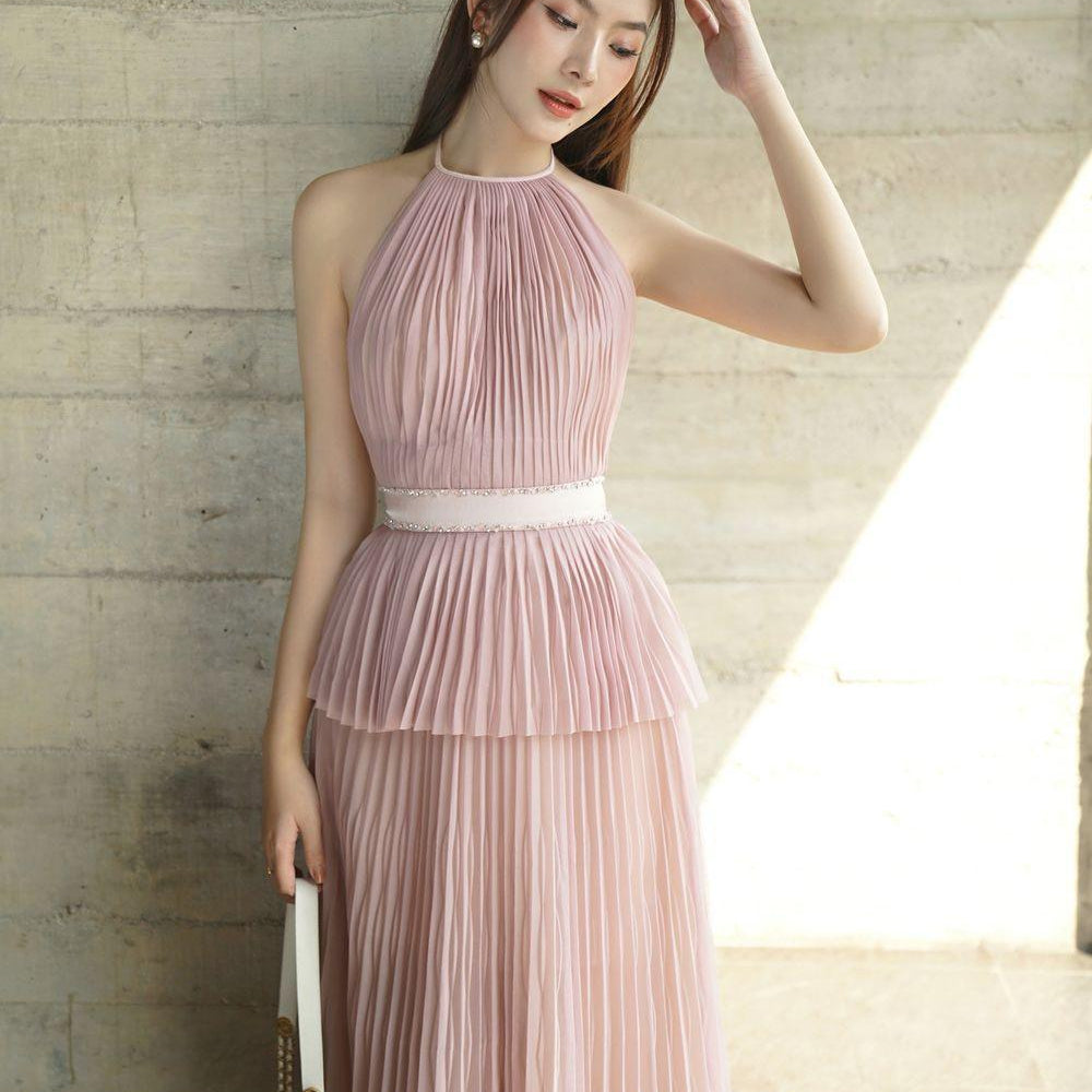 Satomi Halter Pleated Mesh Silk Top - MEAN BLVD