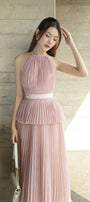 Satomi Halter Pleated Mesh Silk Top - MEAN BLVD