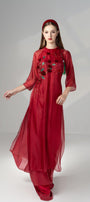 Scarlet Straight Round Neck Silk Organza Floor Length Ao Dai - MEAN BLVD