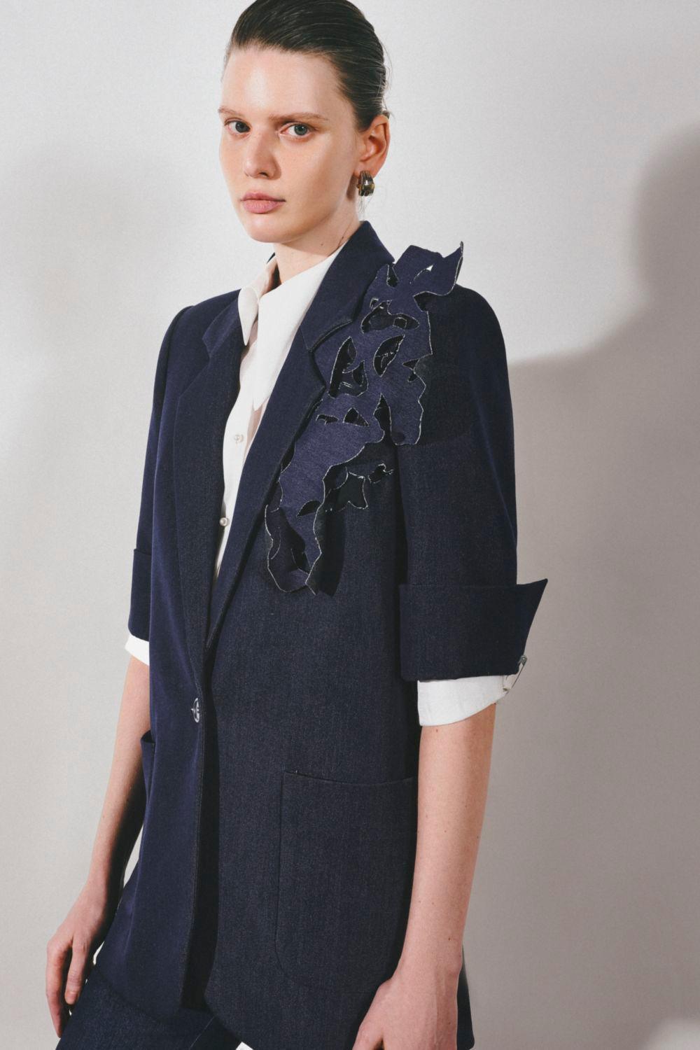Scottie Straight V-Neck Denim Blazer - MEAN BLVD