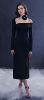 Sculpta Sheath Slit Hem Wool Midi Dress - MEAN BLVD