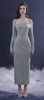 Sculpta Sheath Slit Hem Wool Midi Dress - MEAN BLVD