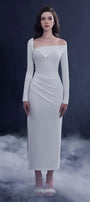 Sculpta Sheath Slit Hem Wool Midi Dress - MEAN BLVD