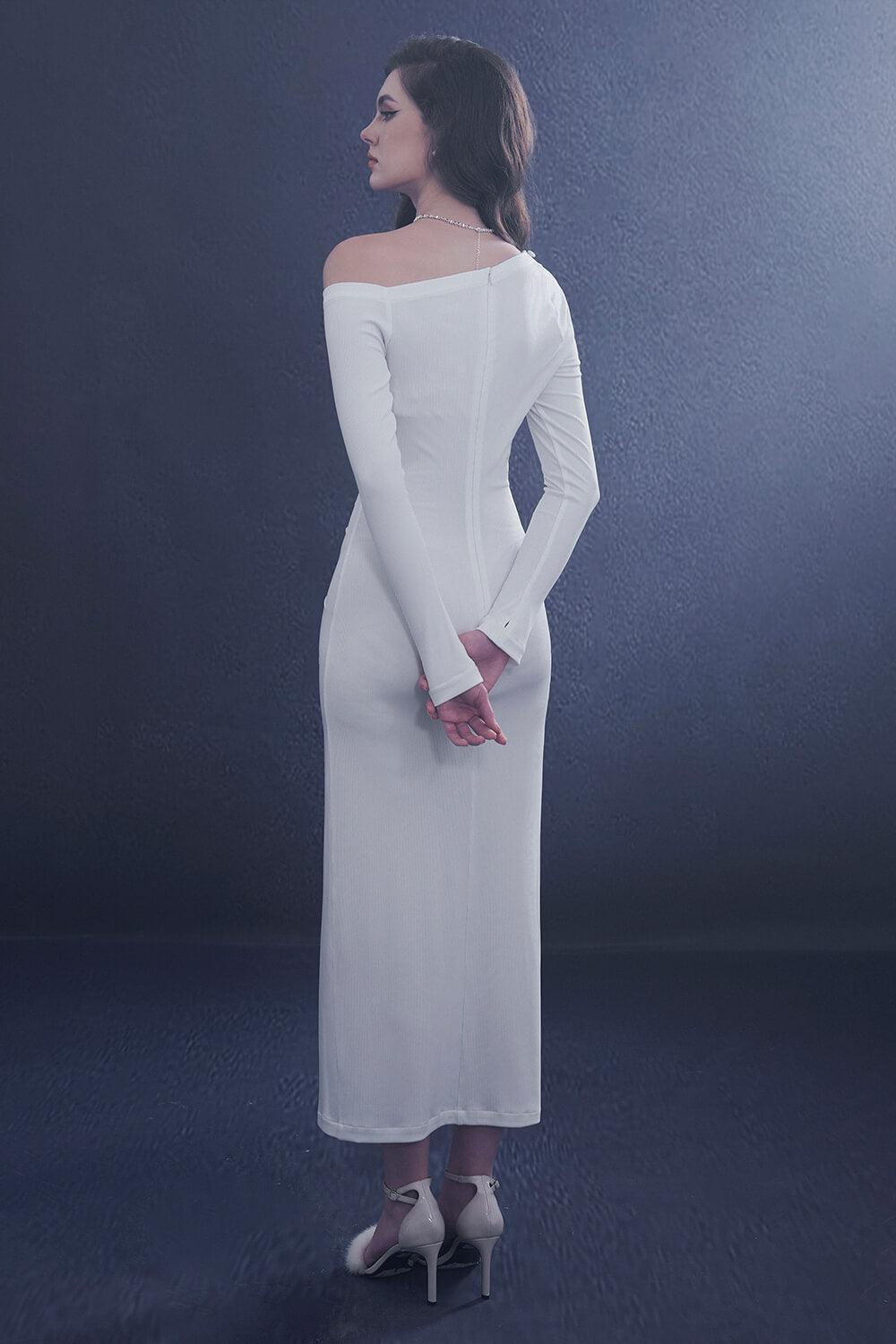 Sculpta Sheath Slit Hem Wool Midi Dress - MEAN BLVD