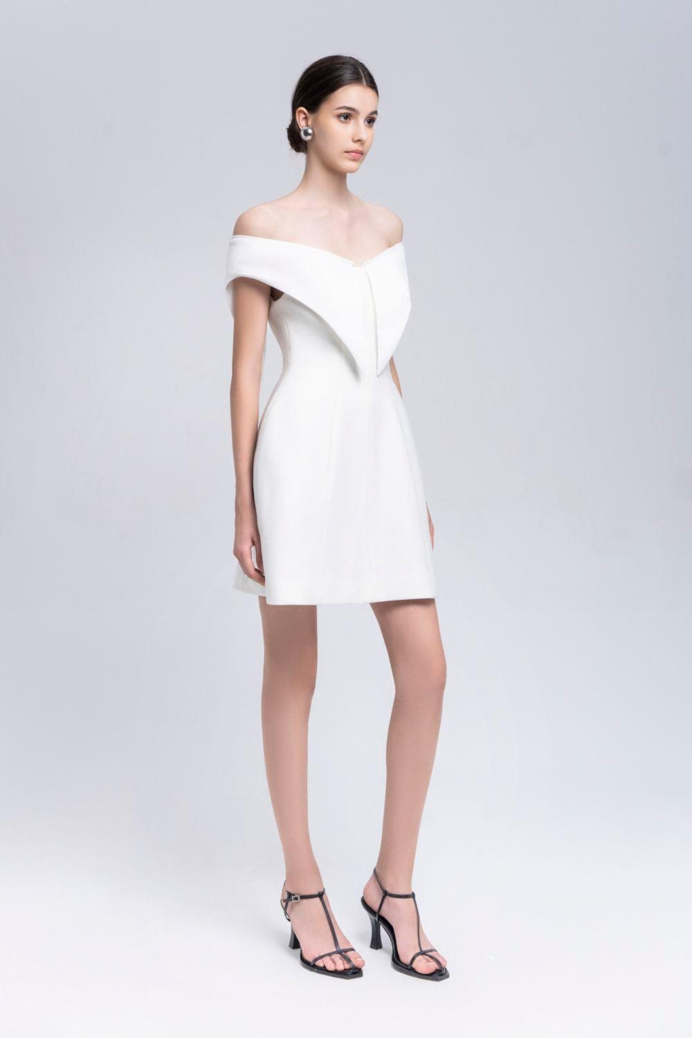Sedna A-line Off-Shoulder Taffeta Mini Dress - MEAN BLVD