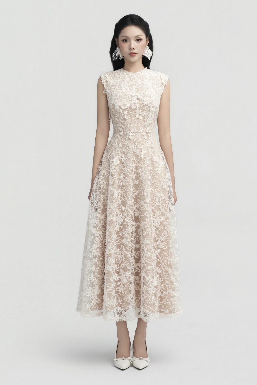 Selena Floral Lace Midi Dress - MEAN BLVD