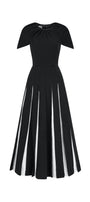 Selina Gored Round Neck Poly Silk Midi Dress - MEAN BLVD