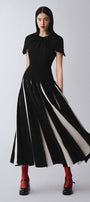 Selina Gored Round Neck Poly Silk Midi Dress - MEAN BLVD
