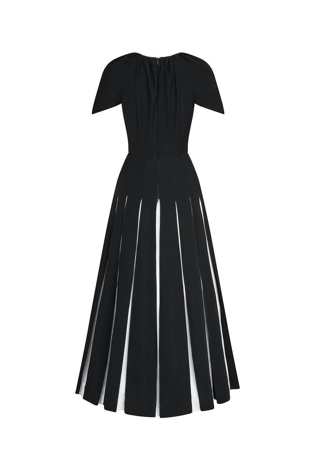 Selina Gored Round Neck Poly Silk Midi Dress - MEAN BLVD