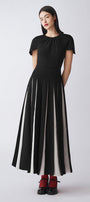 Selina Gored Round Neck Poly Silk Midi Dress - MEAN BLVD