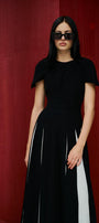 Selina Gored Round Neck Poly Silk Midi Dress - MEAN BLVD
