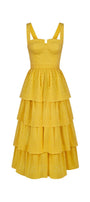 Señorita Layered Semi-Heart Neck Cotton Midi Dress - MEAN BLVD