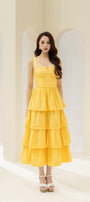 Señorita Layered Semi-Heart Neck Cotton Midi Dress - MEAN BLVD