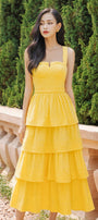 Señorita Layered Semi-Heart Neck Cotton Midi Dress - MEAN BLVD