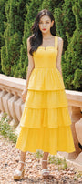 Señorita Layered Semi-Heart Neck Cotton Midi Dress - MEAN BLVD