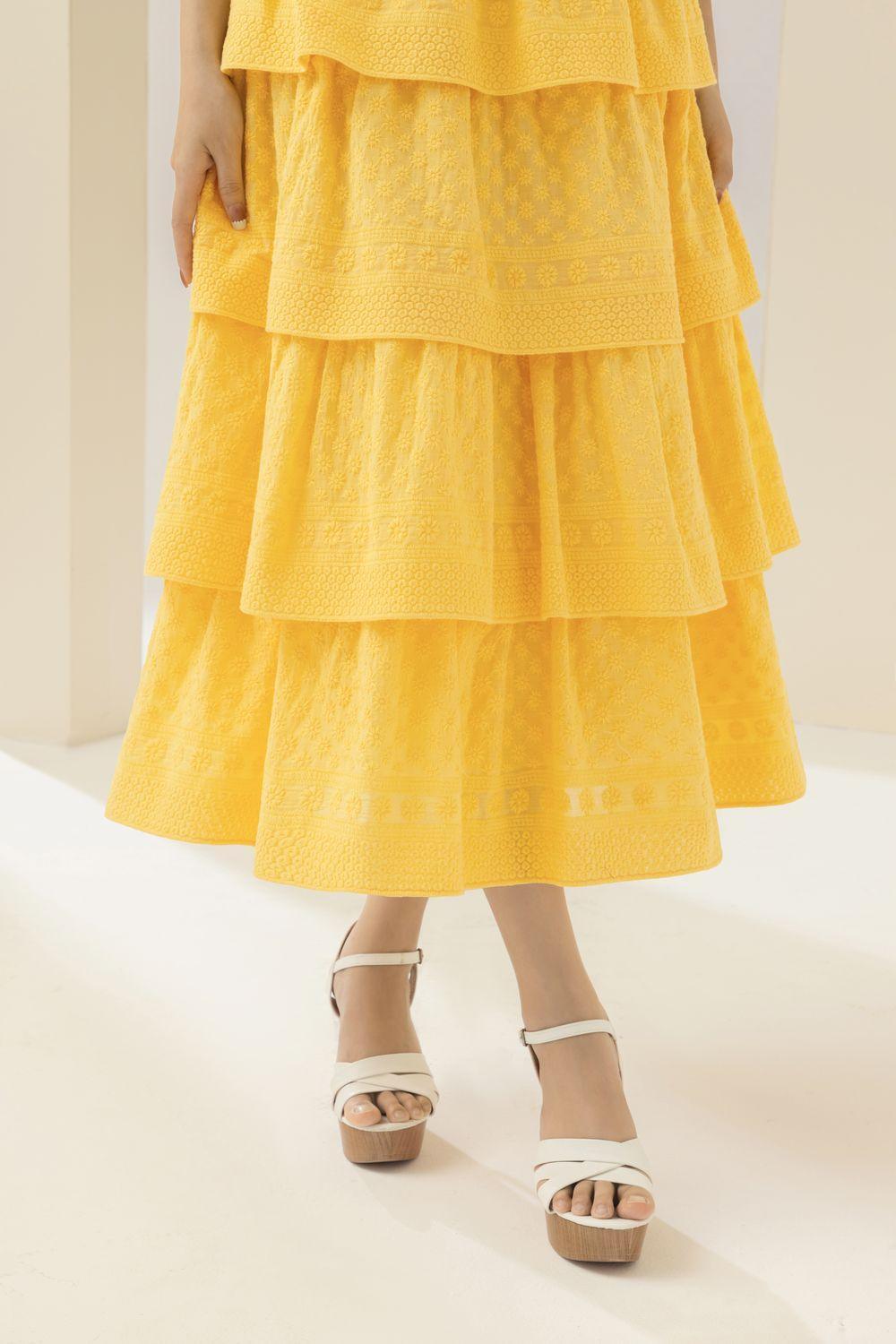 Señorita Layered Semi-Heart Neck Cotton Midi Dress - MEAN BLVD