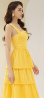 Señorita Layered Semi-Heart Neck Cotton Midi Dress - MEAN BLVD