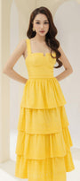 Señorita Layered Semi-Heart Neck Cotton Midi Dress - MEAN BLVD