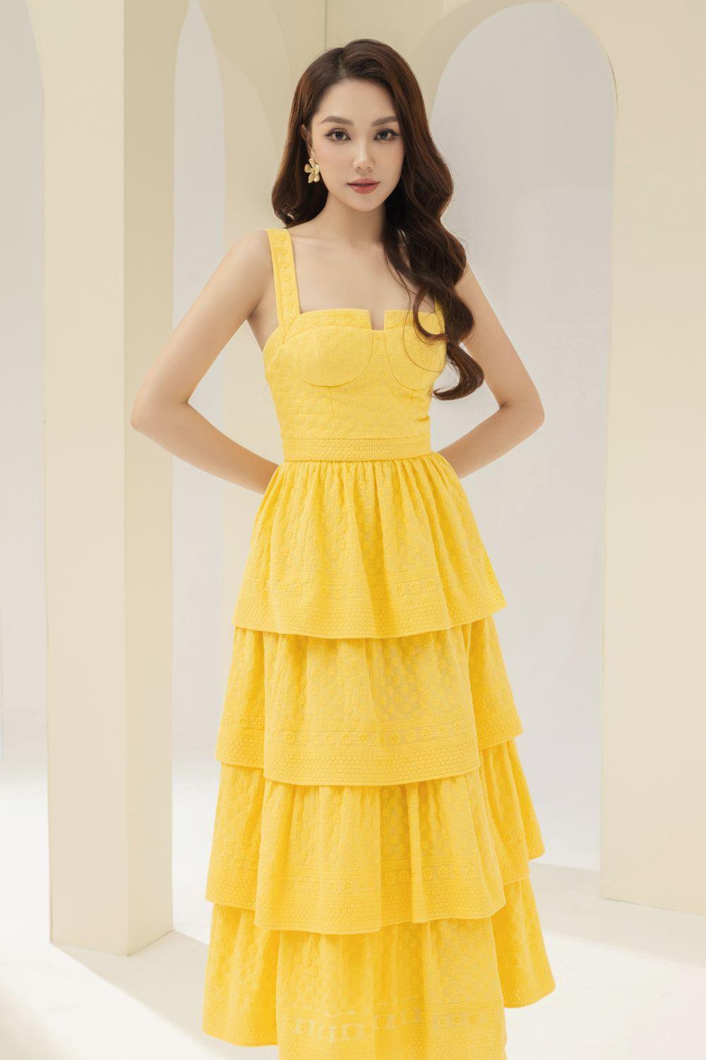 Women's Señorita Layered Semi-Heart Neck Cotton Midi Dress S/M/L/Xl Yellow Floral Mean Blvd M / Yellow / Floral