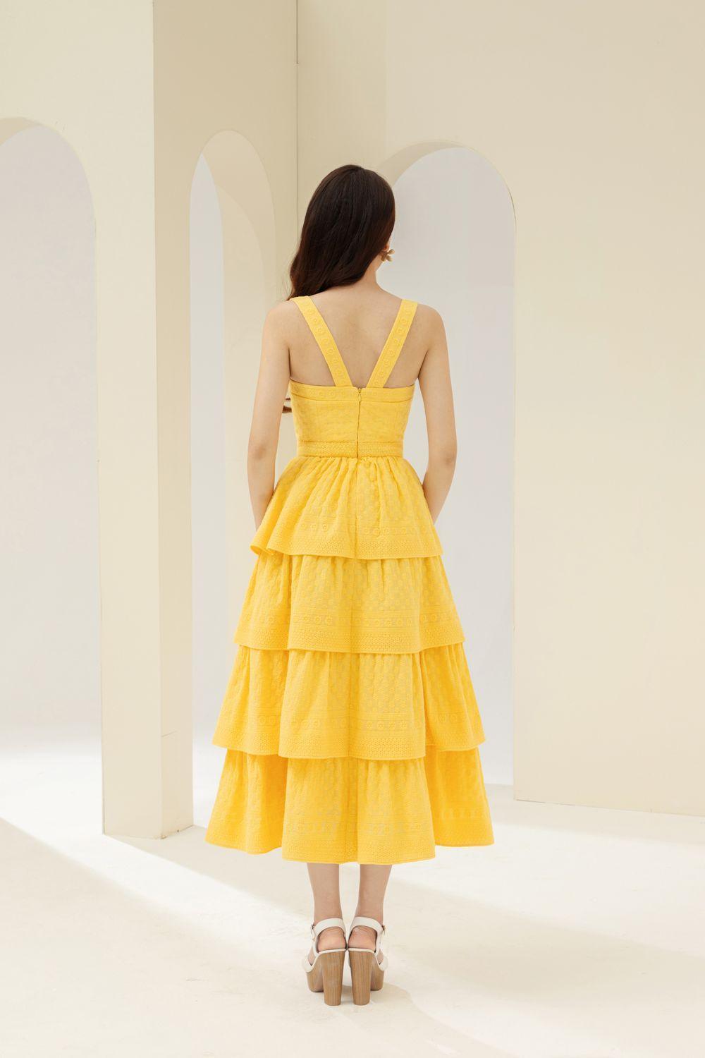 Señorita Layered Semi-Heart Neck Cotton Midi Dress - MEAN BLVD