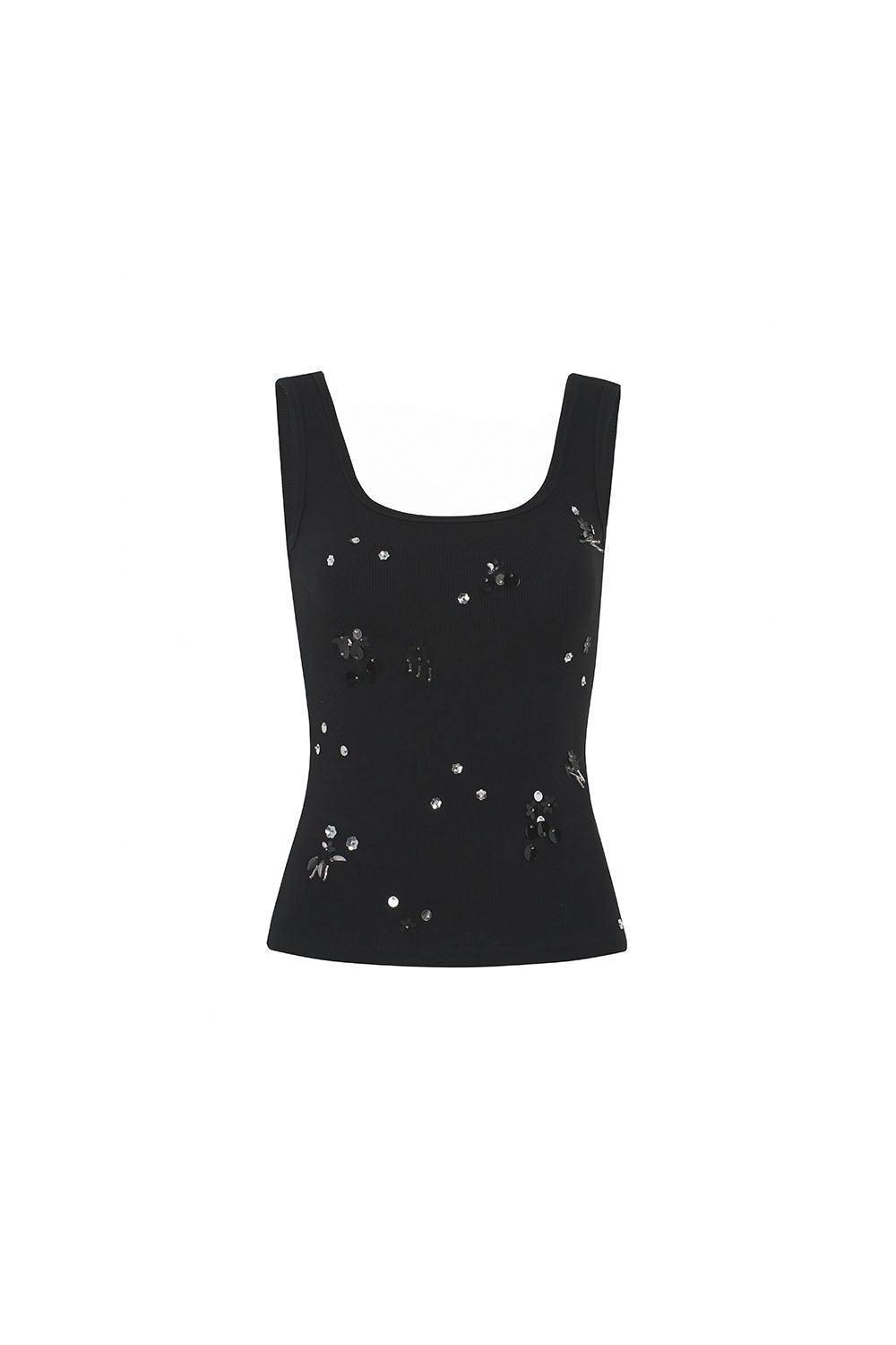 Sequinie Bodycon Tank Cotton Spandex Top - MEAN BLVD