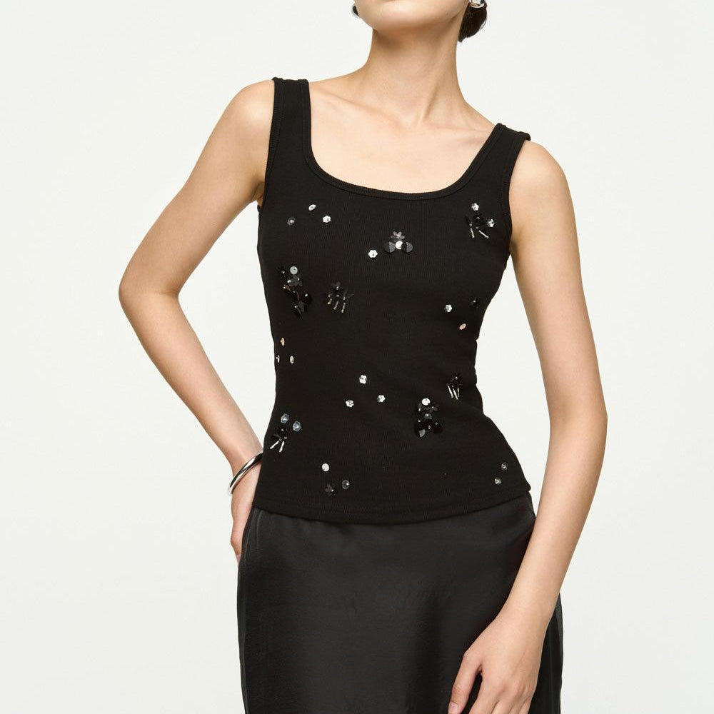 Sequinie Bodycon Tank Cotton Spandex Top - MEAN BLVD