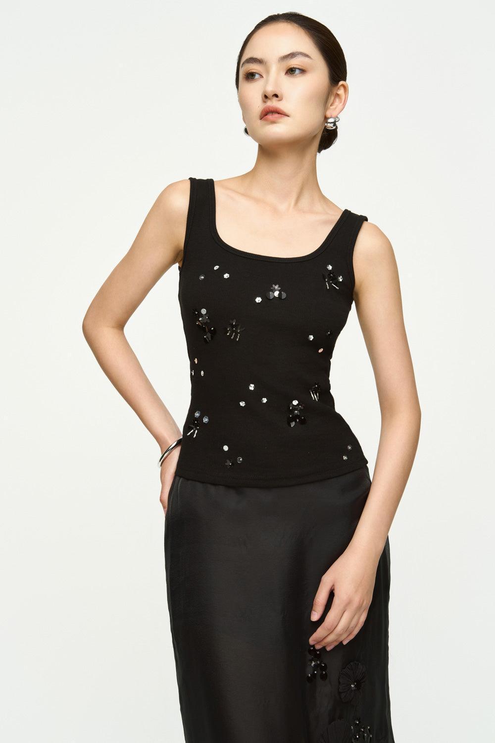 Sequinie Bodycon Tank Cotton Spandex Top - MEAN BLVD