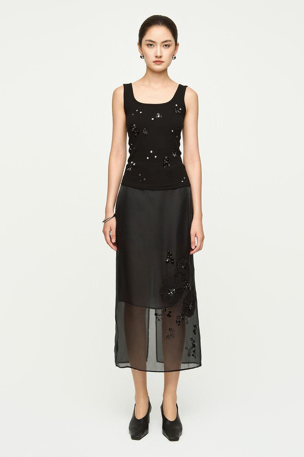 Sequinie Bodycon Tank Cotton Spandex Top - MEAN BLVD