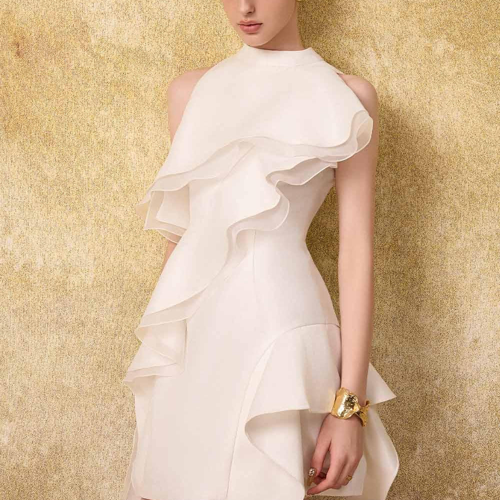 Seraph Pencil Ruffle Layer Taffeta Mini Dress - MEAN BLVD