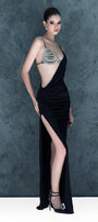 Seraphia Slit Cut-Out Elastic Spandex Floor Length Dress - MEAN BLVD