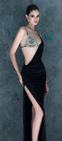 Seraphia Slit Cut-Out Elastic Spandex Floor Length Dress - MEAN BLVD
