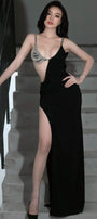 Seraphia Slit Cut-Out Elastic Spandex Floor Length Dress - MEAN BLVD