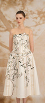 Seraphina A-line Illusion Neck Taffeta Silk Midi Dress - MEAN BLVD